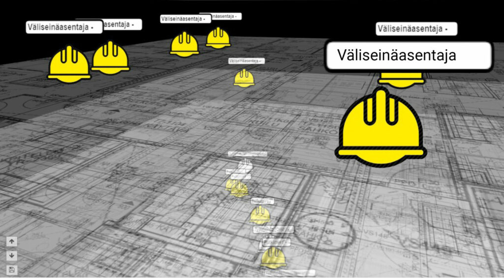 Installers 3D site closeup in Aiforsite positioning system fin